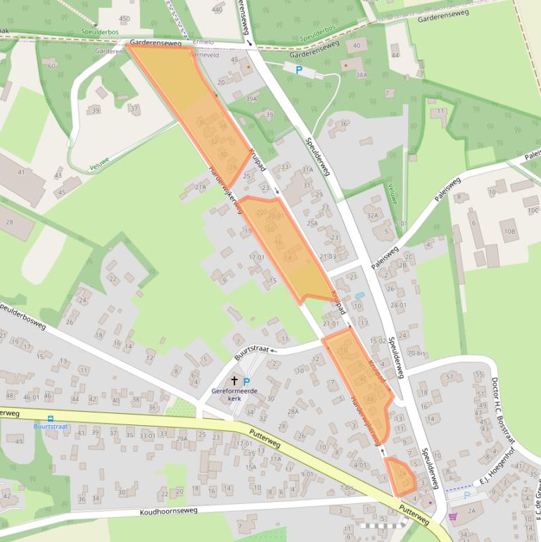 Kaart van postcodegebied 3886AM.