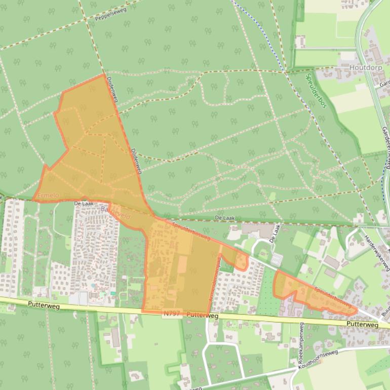 Kaart van postcodegebied 3886AN.