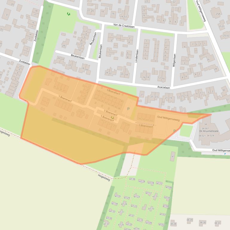 Kaart van postcodegebied 3886BA.