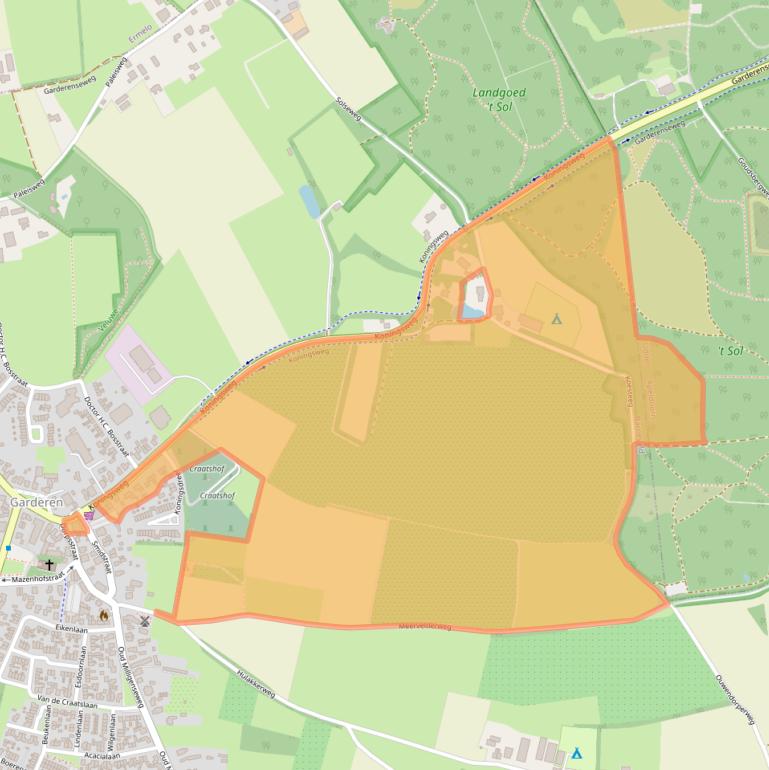 Kaart van postcodegebied 3886KD.