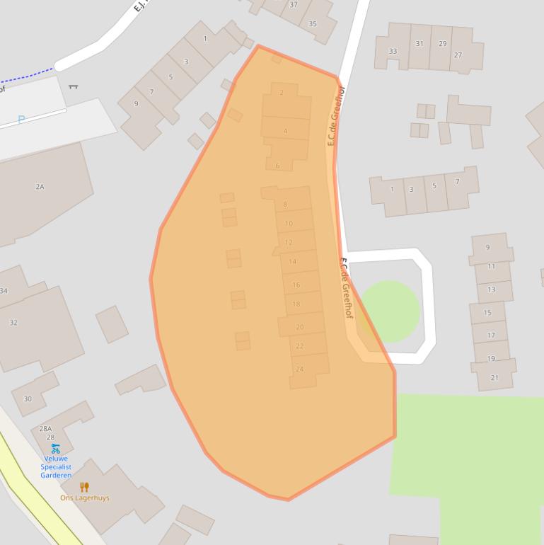 Kaart van postcodegebied 3886KK.