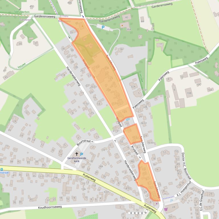 Kaart van postcodegebied 3886LA.