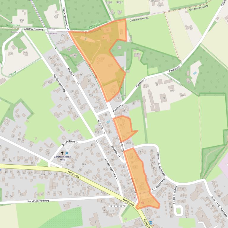 Kaart van postcodegebied 3886LB.
