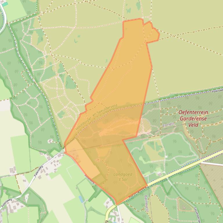Kaart van postcodegebied 3886LD.