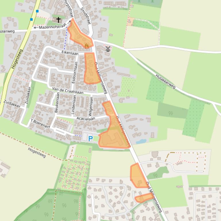 Kaart van postcodegebied 3886ME.