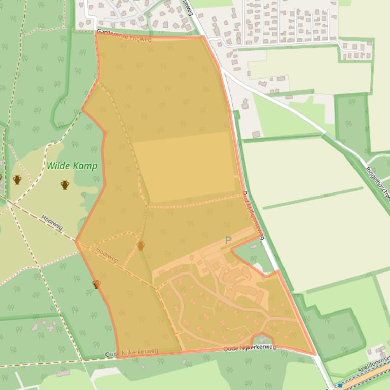 Kaart van postcodegebied 3886MJ.