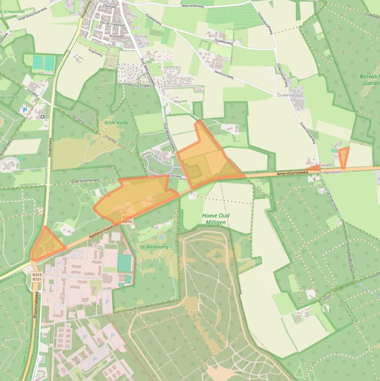 Kaart van postcodegebied 3886MN.