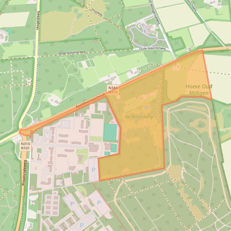 Kaart van postcodegebied 3886MP.