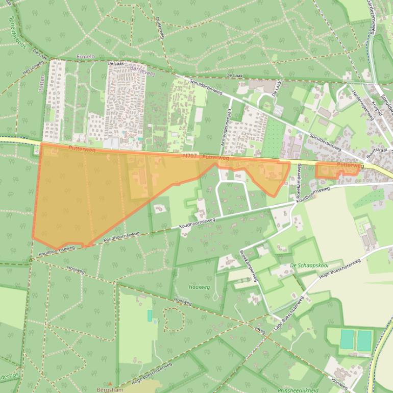 Kaart van postcodegebied 3886PB.