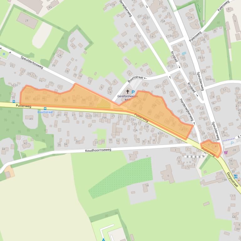 Kaart van postcodegebied 3886PC.
