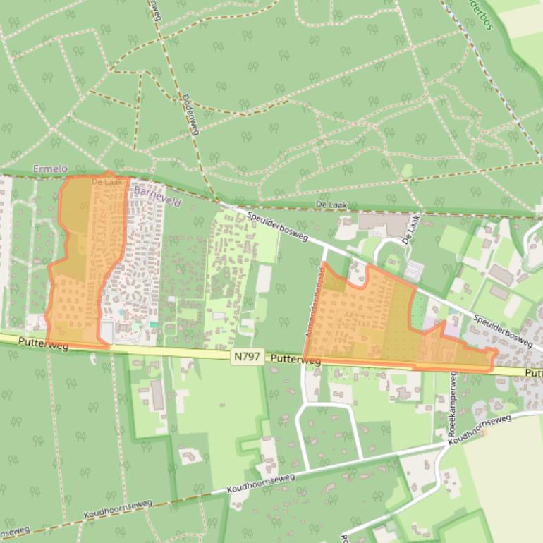 Kaart van postcodegebied 3886PD.