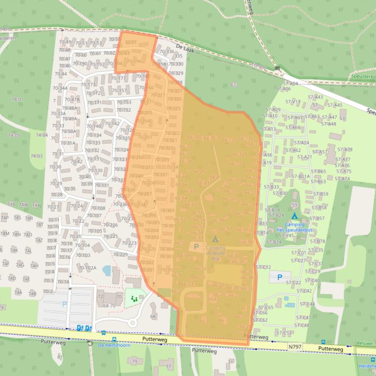 Kaart van postcodegebied 3886PE.