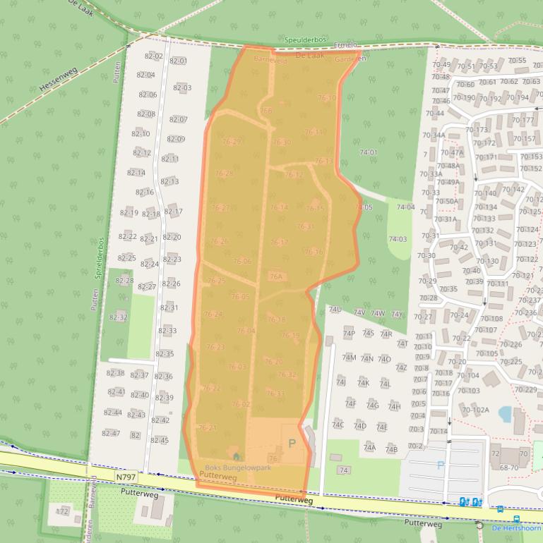 Kaart van postcodegebied 3886PH.