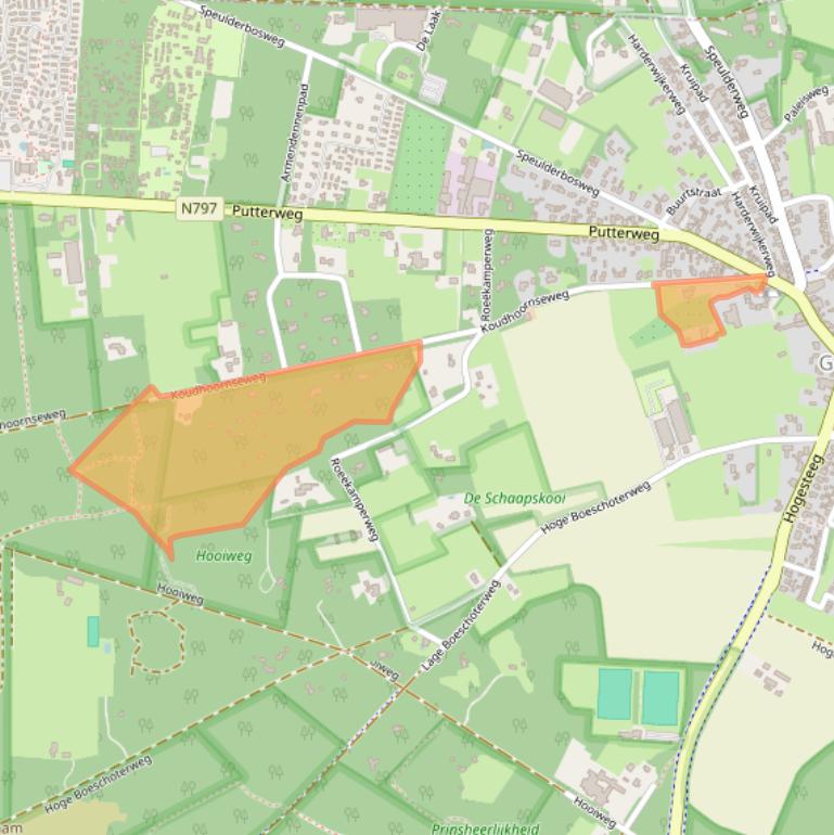 Kaart van postcodegebied 3886PJ.