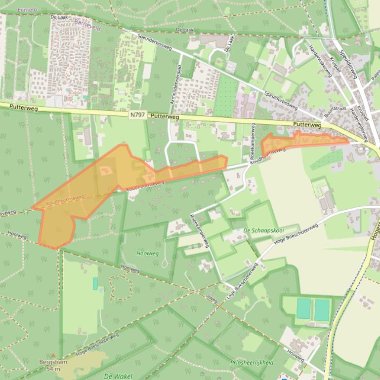 Kaart van postcodegebied 3886PK.