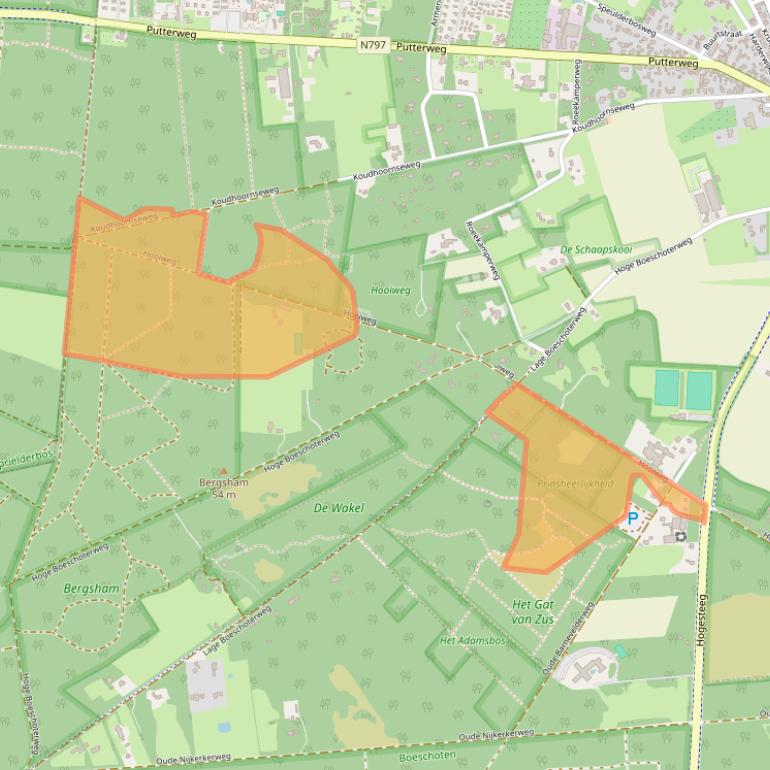 Kaart van postcodegebied 3886PN.