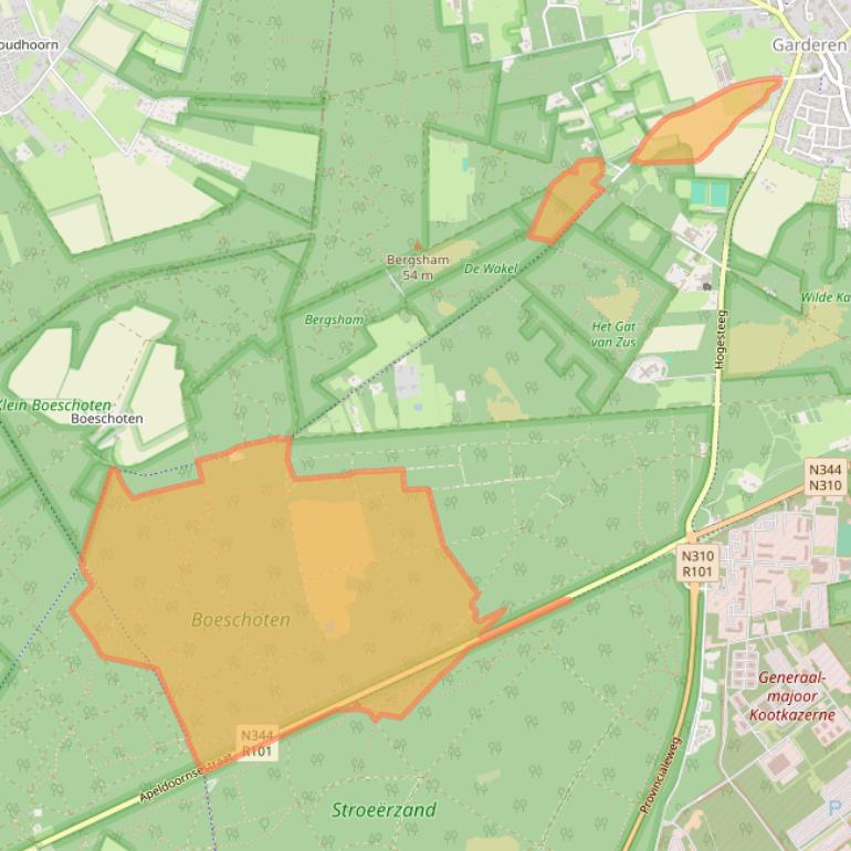 Kaart van postcodegebied 3886PP.