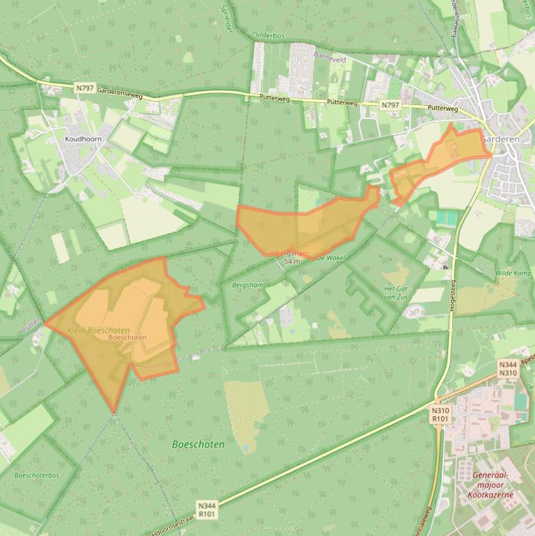 Kaart van postcodegebied 3886PR.