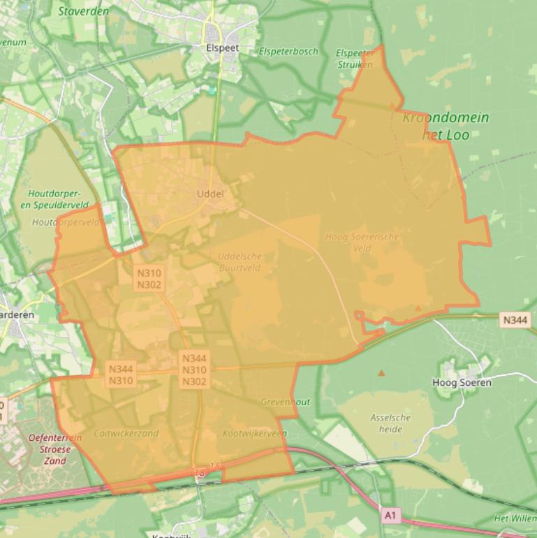 Kaart van postcodegebied 3888.