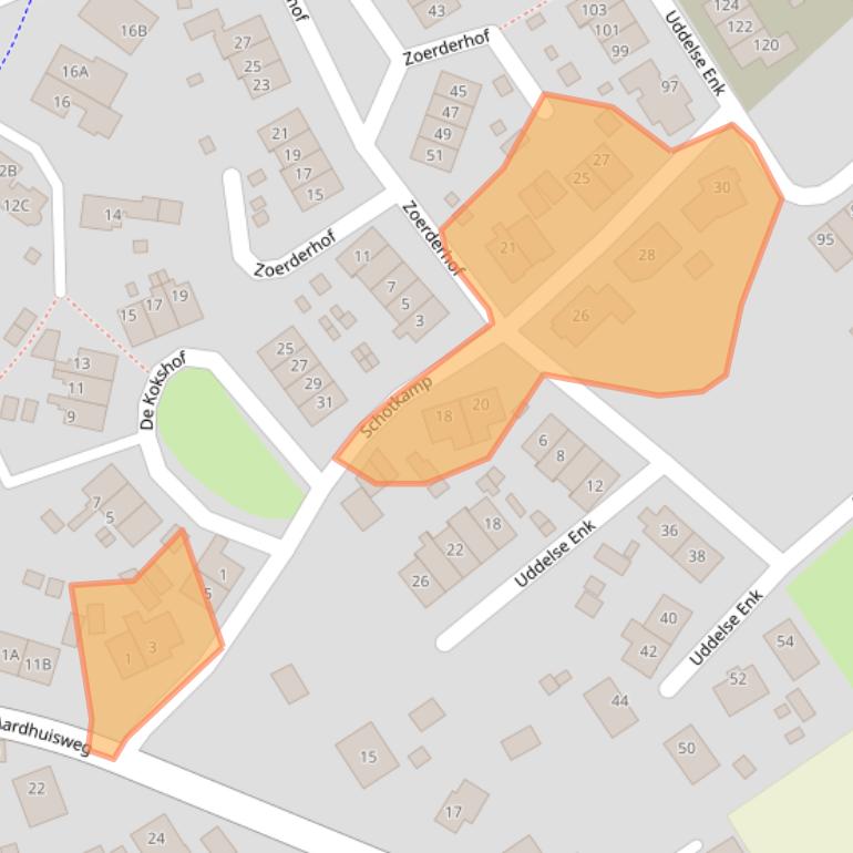 Kaart van postcodegebied 3888KH.