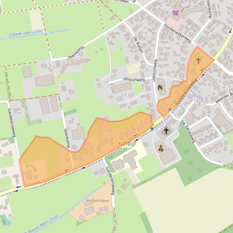 Kaart van postcodegebied 3888LC.