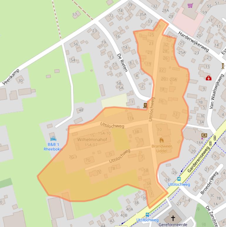 Kaart van postcodegebied 3888LK.