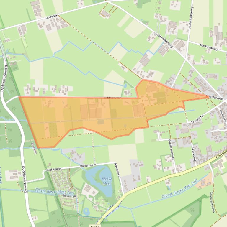 Kaart van postcodegebied 3888ML.
