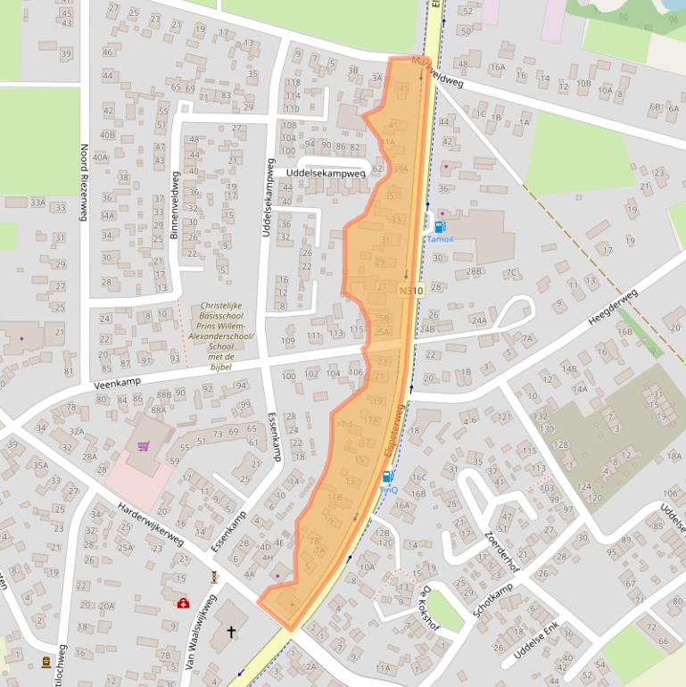 Kaart van postcodegebied 3888MS.