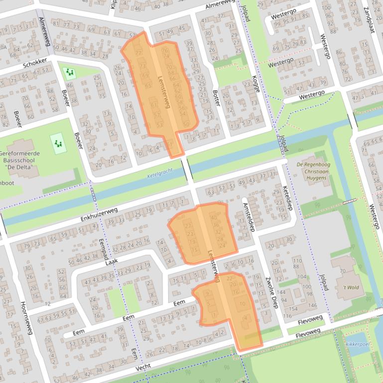 Kaart van postcodegebied 3891CR.