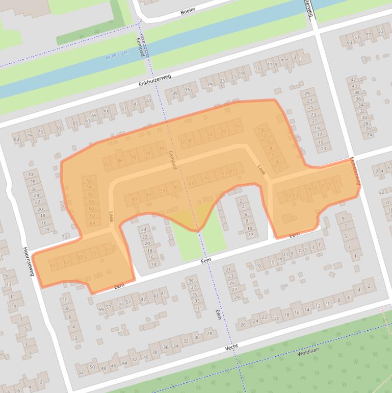 Kaart van postcodegebied 3891CT.