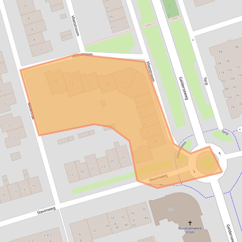 Kaart van postcodegebied 3891EM.