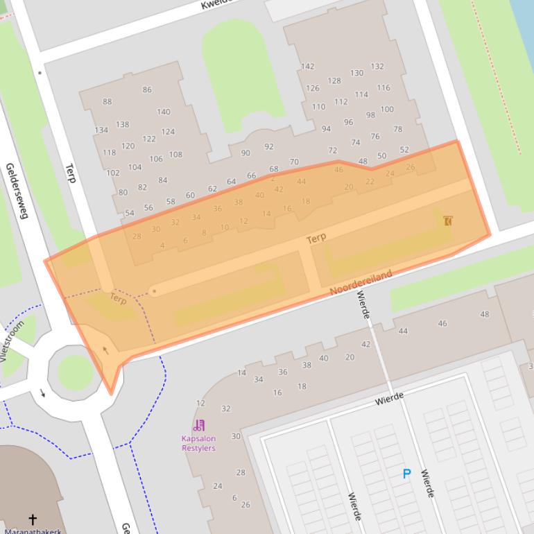 Kaart van postcodegebied 3891GJ.