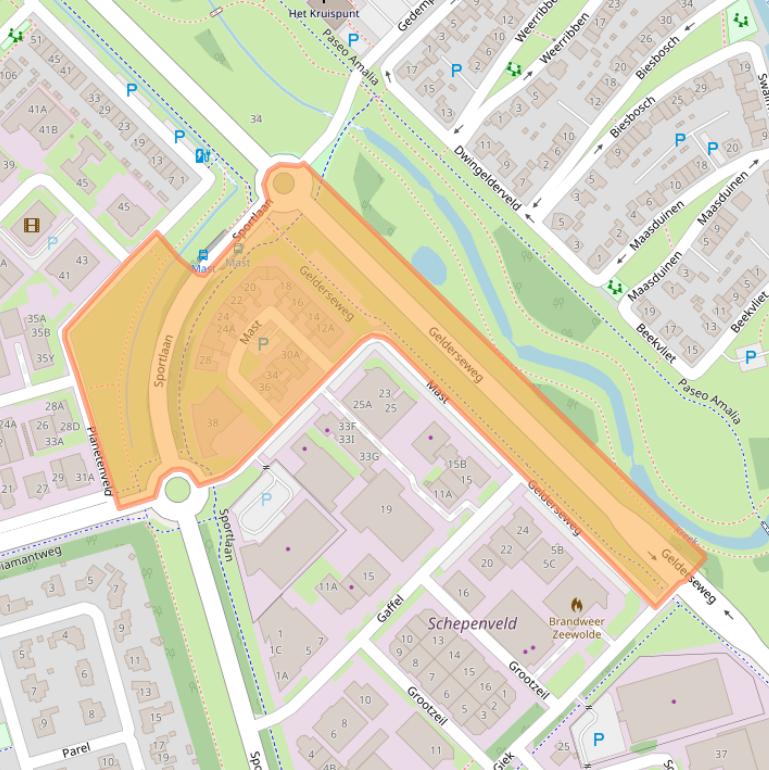 Kaart van postcodegebied 3891KG.