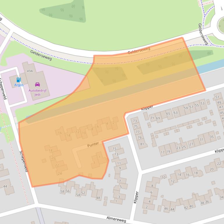 Kaart van postcodegebied 3891ZX.