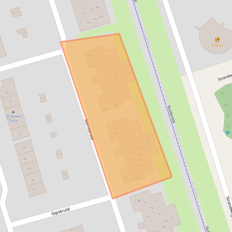 Kaart van postcodegebied 3892AW.