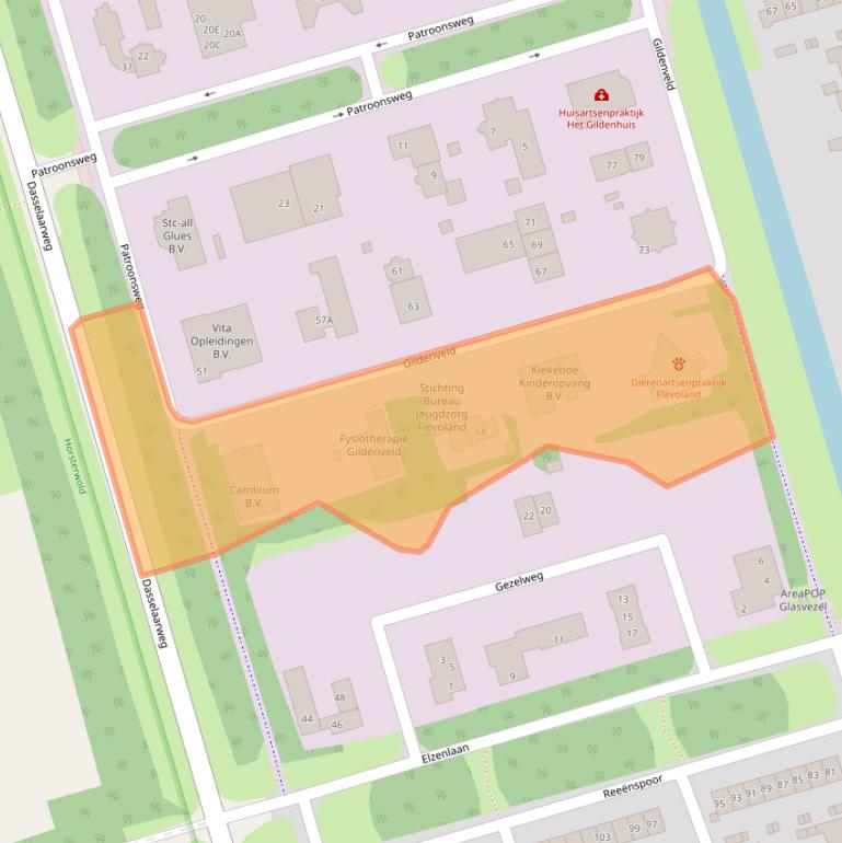 Kaart van postcodegebied 3892DJ.