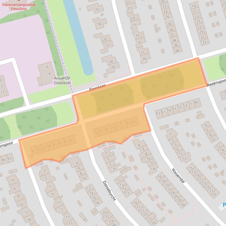 Kaart van postcodegebied 3892VC.
