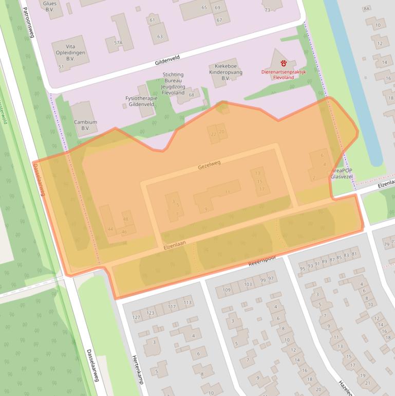 Kaart van postcodegebied 3892XE.