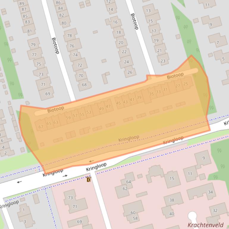 Kaart van postcodegebied 3893BH.