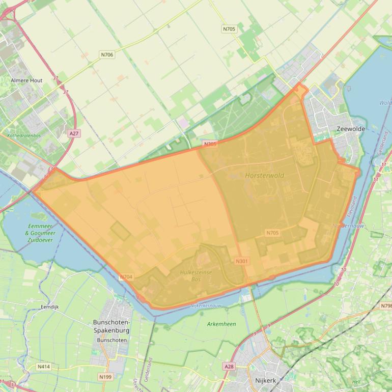Kaart van postcodegebied 3896.