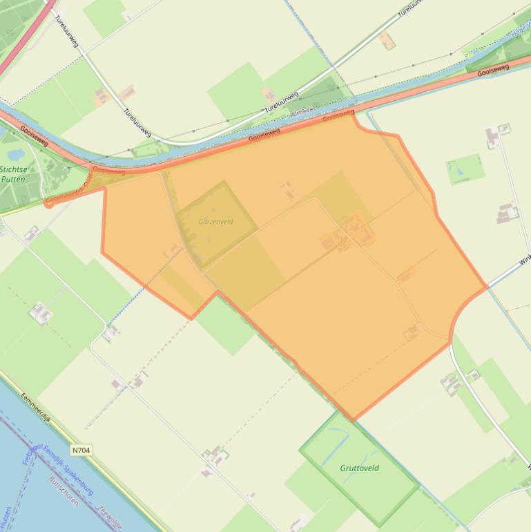 Kaart van postcodegebied 3896LJ.