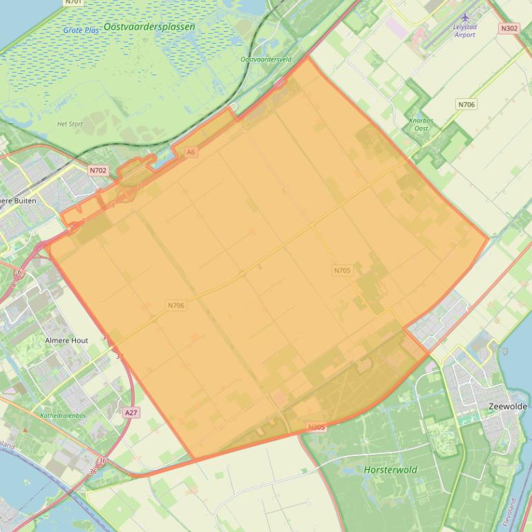 Kaart van postcodegebied 3897.