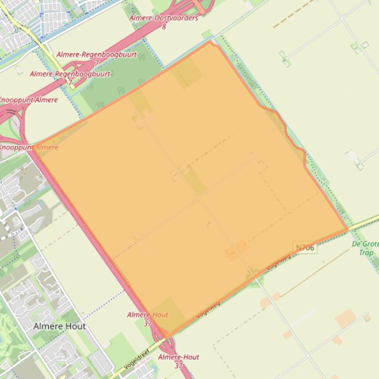 Kaart van postcodegebied 3897LW.