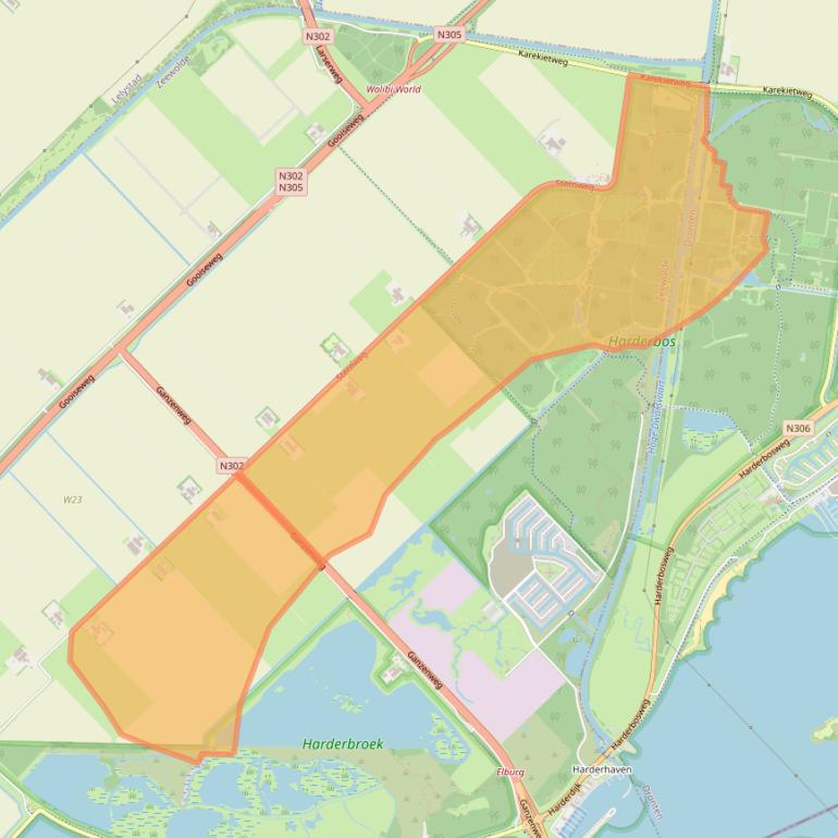 Kaart van postcodegebied 3898LH.