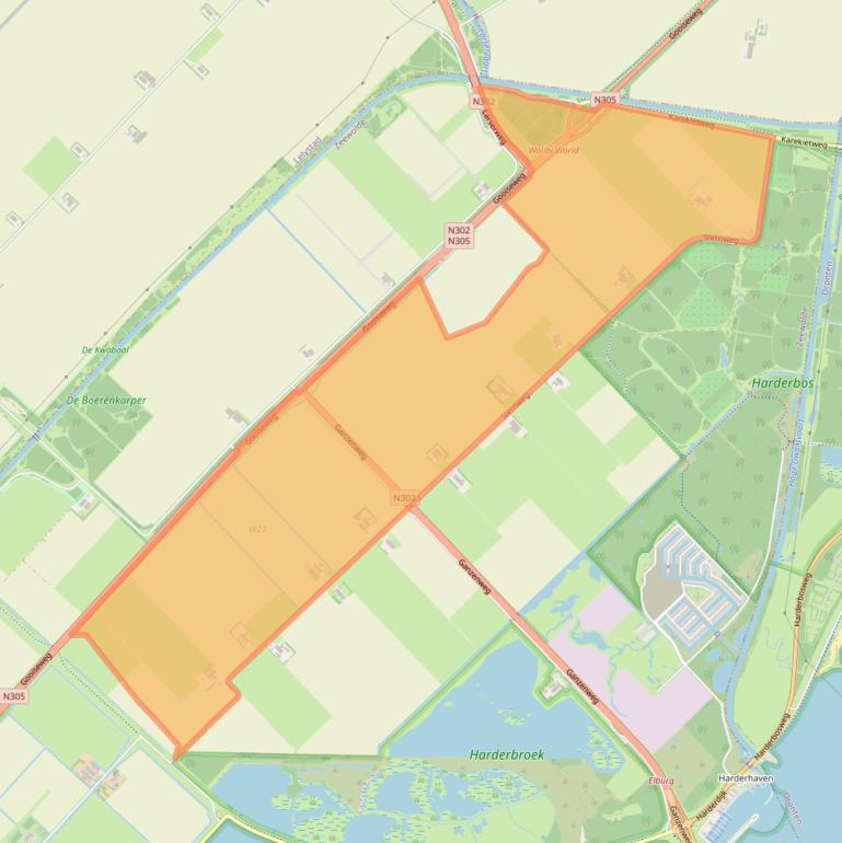 Kaart van postcodegebied 3898LJ.