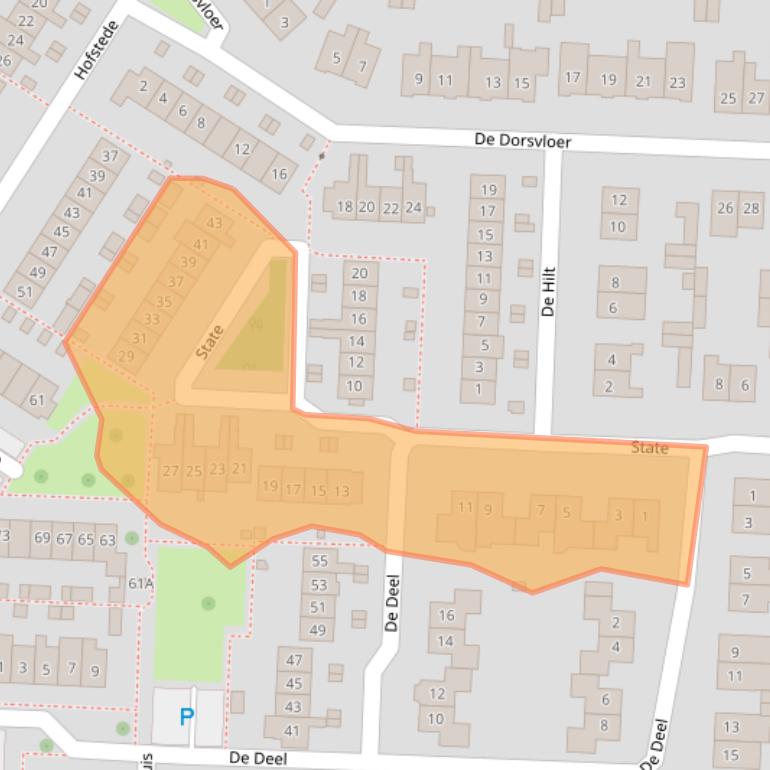 Kaart van postcodegebied 3902CP.