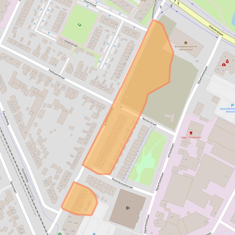 Kaart van postcodegebied 3903AJ.