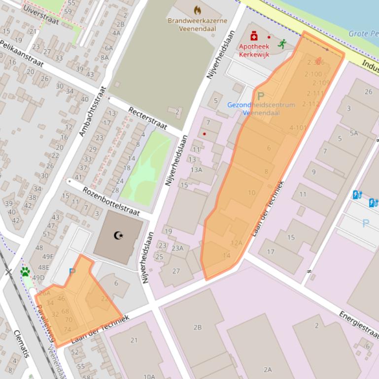 Kaart van postcodegebied 3903AT.