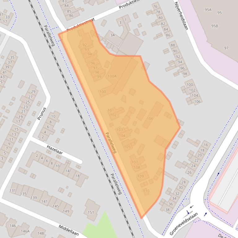 Kaart van postcodegebied 3903BE.