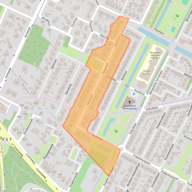 Kaart van postcodegebied 3904JX.